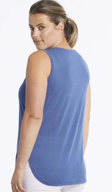 Tribal U-Neck Tank Top With Side Slit
