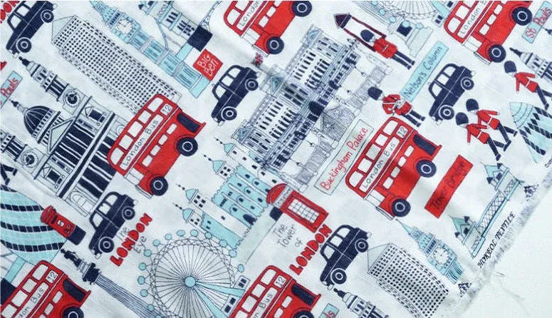 Triple Gauze Fabric, London Trip, Wrinkled Gauze, Crinkle Gauze, London Eye Fabric 61 Inches Wide Quality Korean Fabric - By the Yard /51531