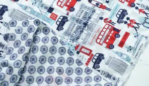 Triple Gauze Fabric, London Trip, Wrinkled Gauze, Crinkle Gauze, London Eye Fabric 61 Inches Wide Quality Korean Fabric - By the Yard /51531