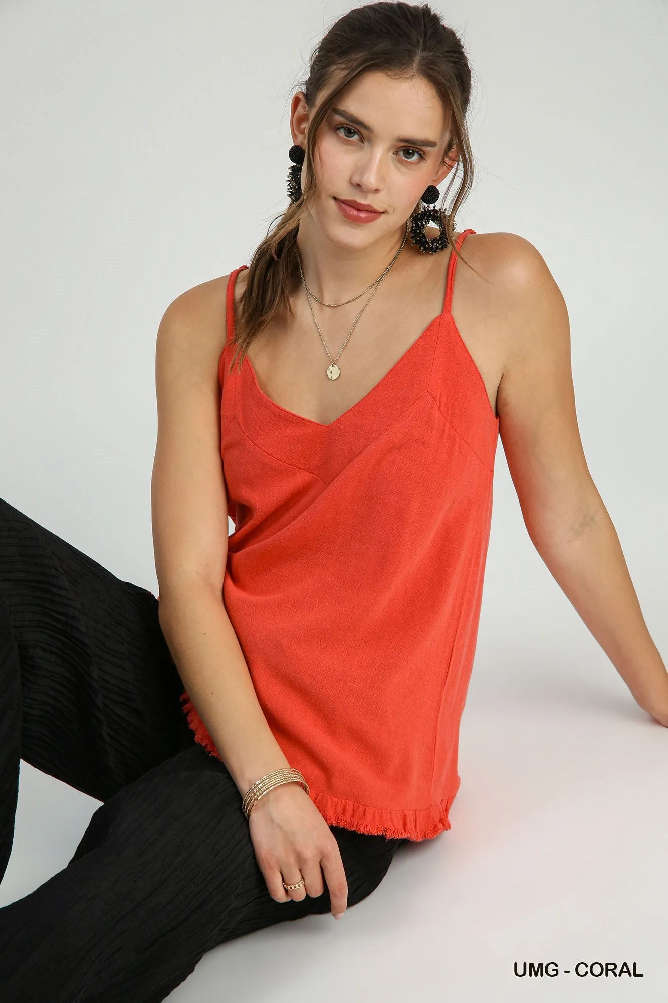 UMGEE Linen Spaghetti Strap Tank