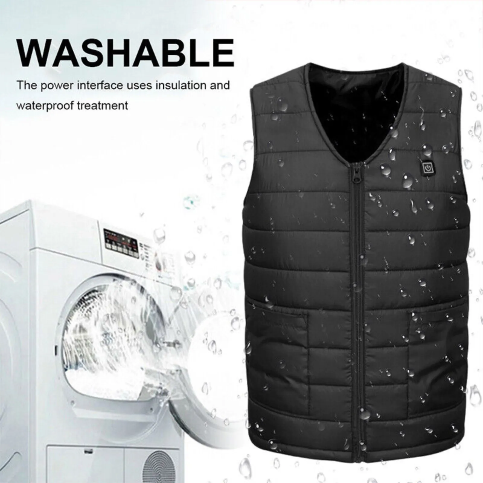 Unisex Black Body Warmer Heat Pad Winter Electric Vest Heated Jacket Thermal XL