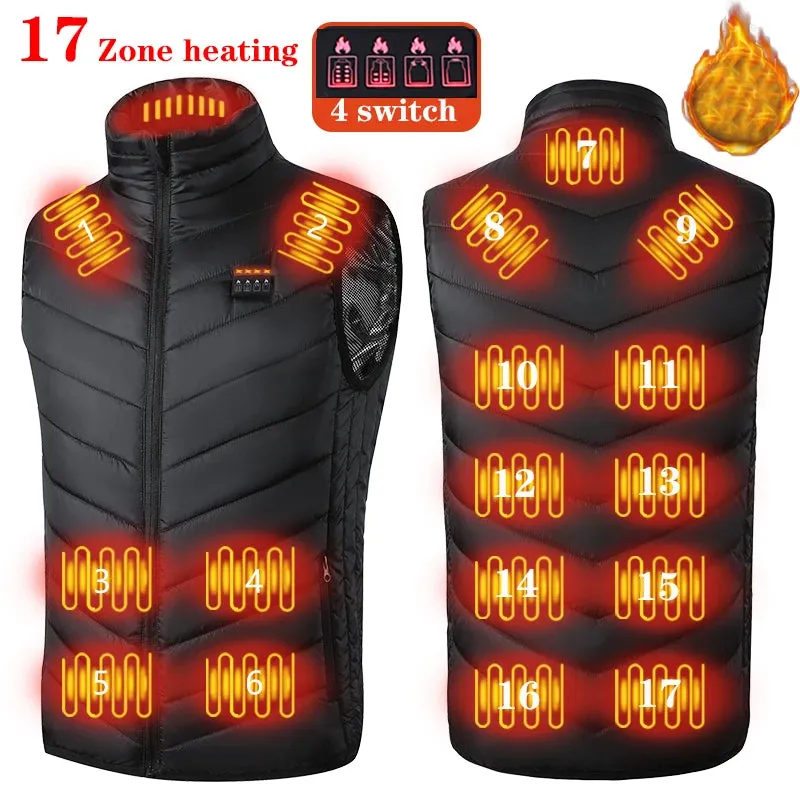 USB Heated Winter Vest – Multi-Zone Self-Heating Sleeveless Jacket for Men, Ideal for Hunting and Outdoor Wear C13