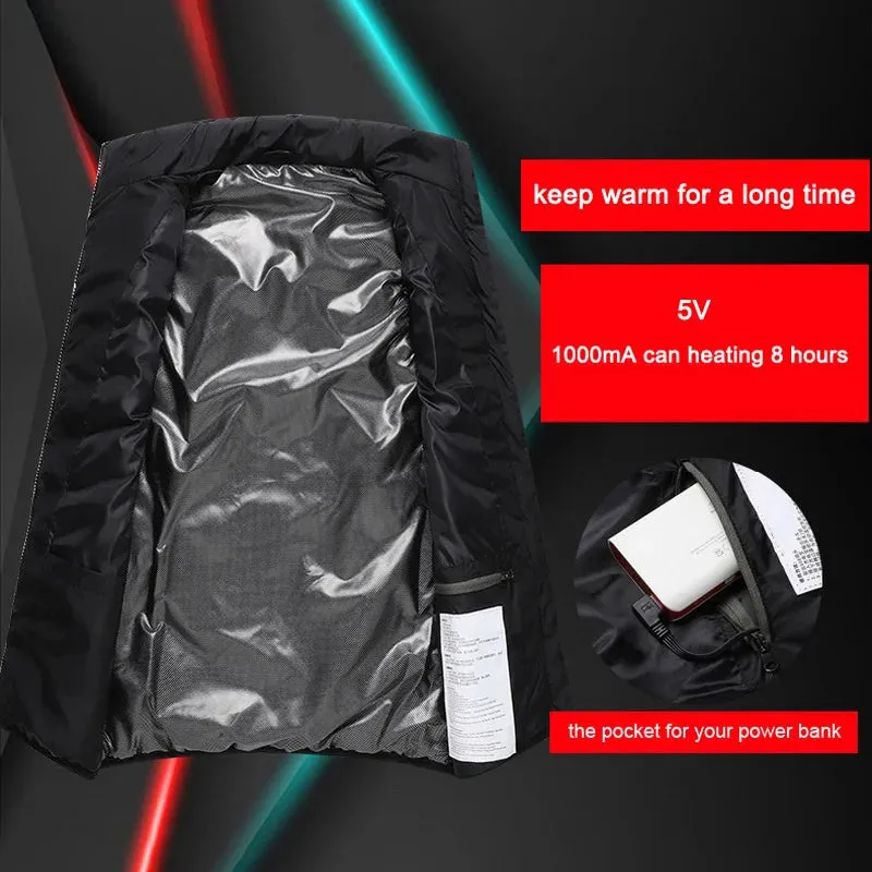 USB Heated Winter Vest – Multi-Zone Self-Heating Sleeveless Jacket for Men, Ideal for Hunting and Outdoor Wear C13