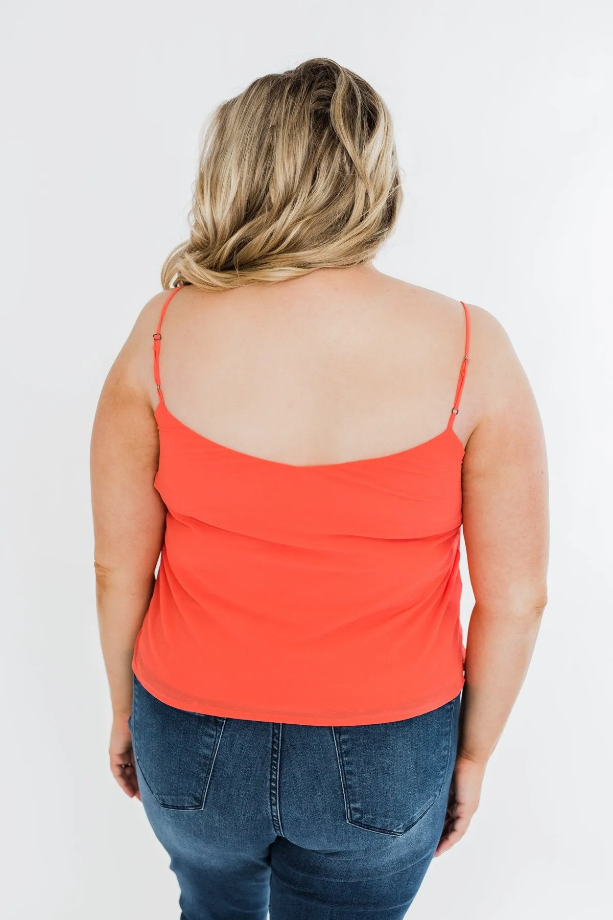 V-Neck Shift Tank Top- Vibrant Coral