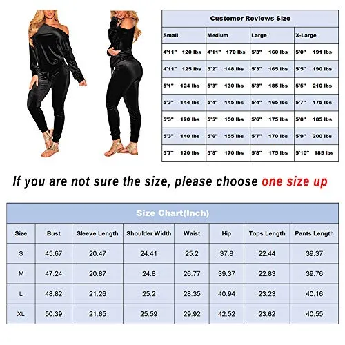 VamJump Women Burgundy Velvet Off Shoulder Long Sleeve Sweat Suits Tracksuit, Medium