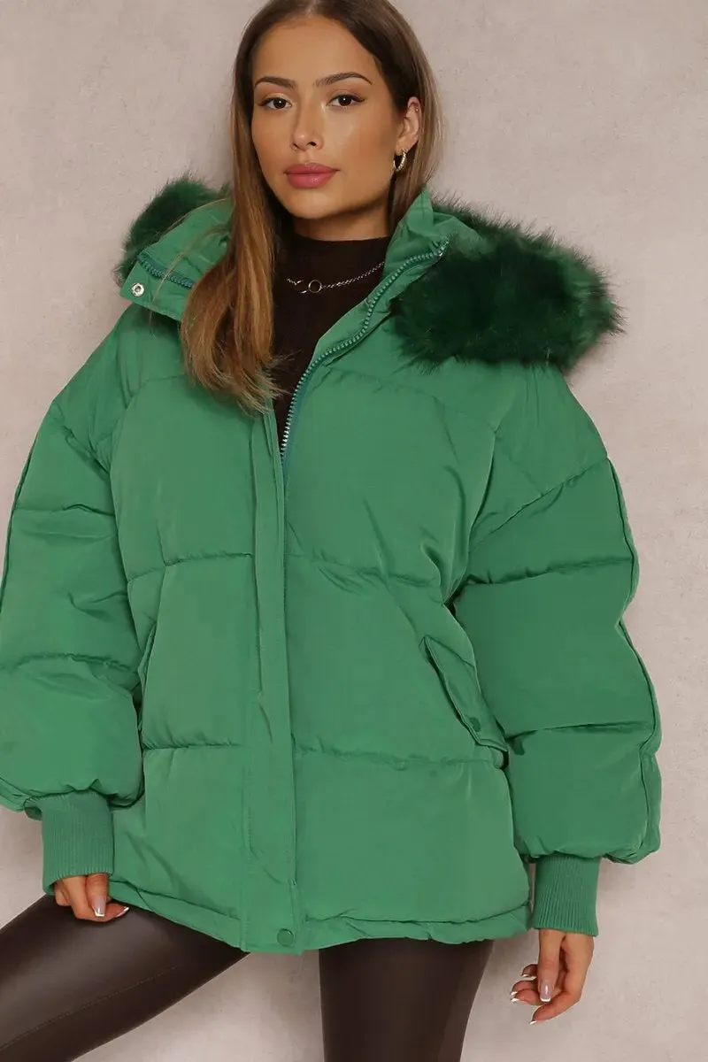 Versatile Stylish Plush Hooded Zip-Up Thermal Cotton Coat