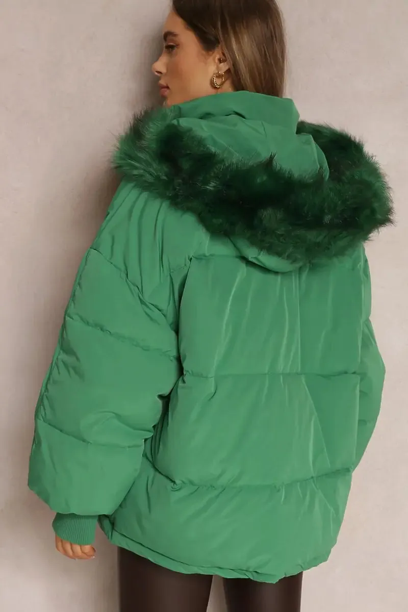 Versatile Stylish Plush Hooded Zip-Up Thermal Cotton Coat