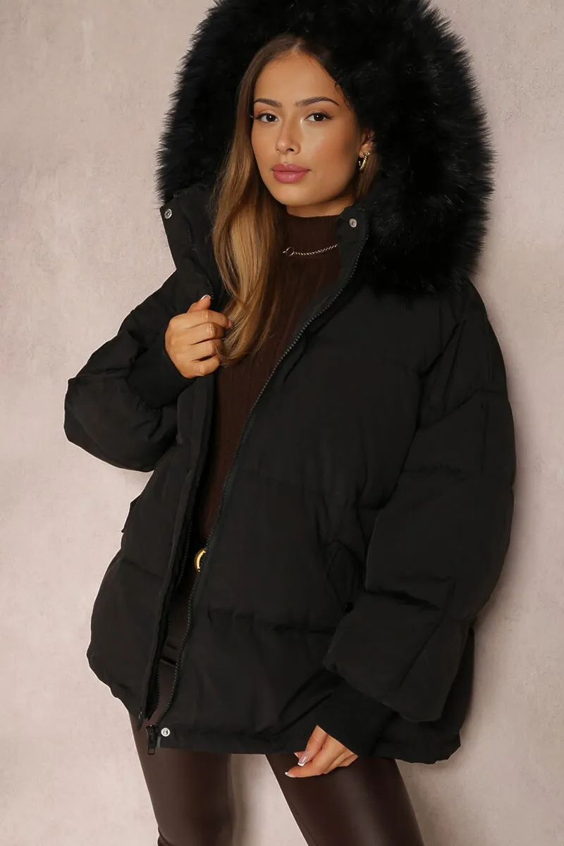 Versatile Stylish Plush Hooded Zip-Up Thermal Cotton Coat