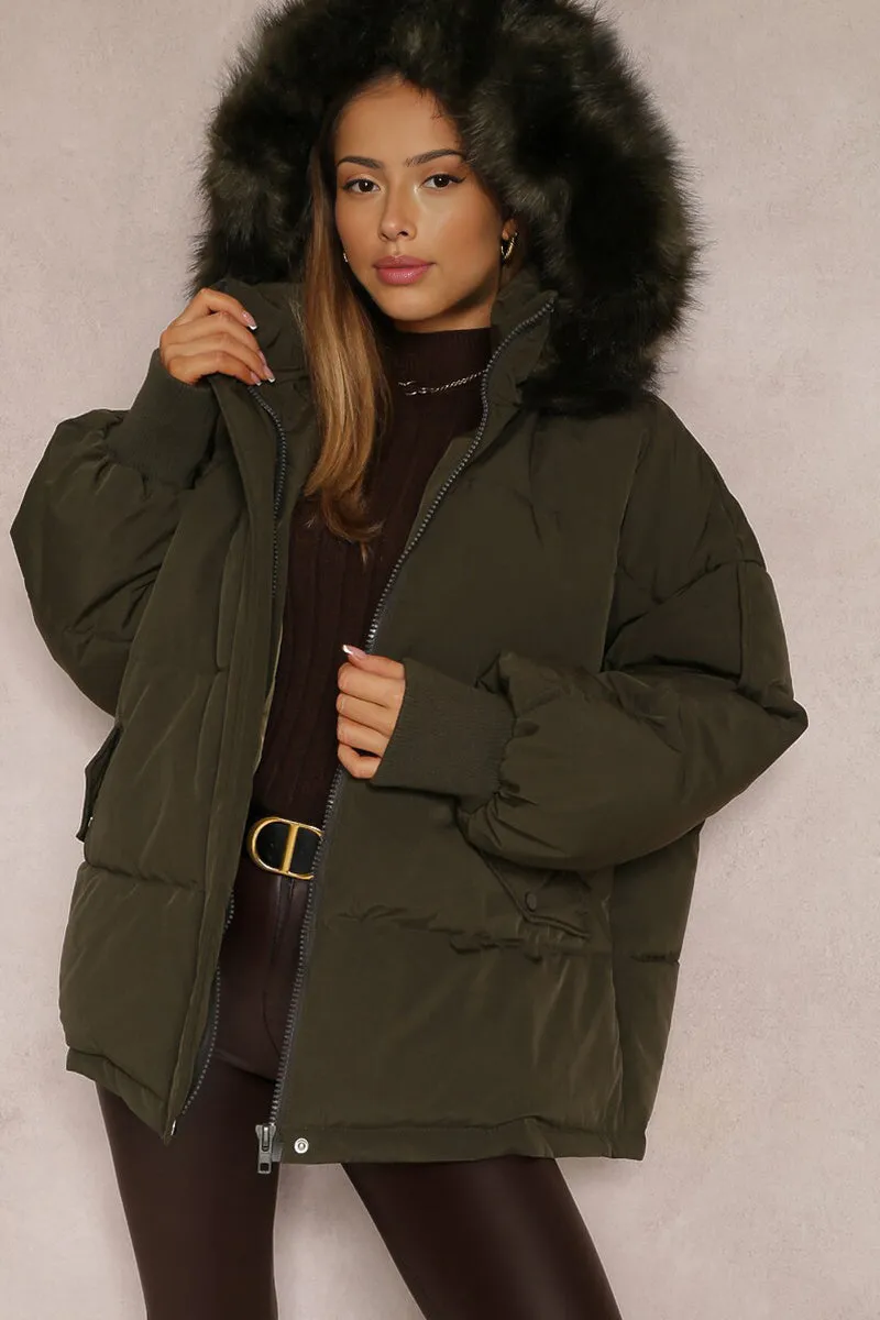 Versatile Stylish Plush Hooded Zip-Up Thermal Cotton Coat