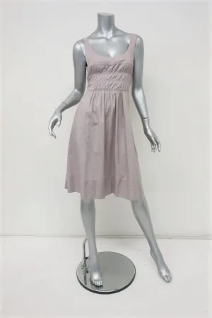 Vince Dress Gray Smocked Cotton Size 6 Sleeveless Tie-Waist