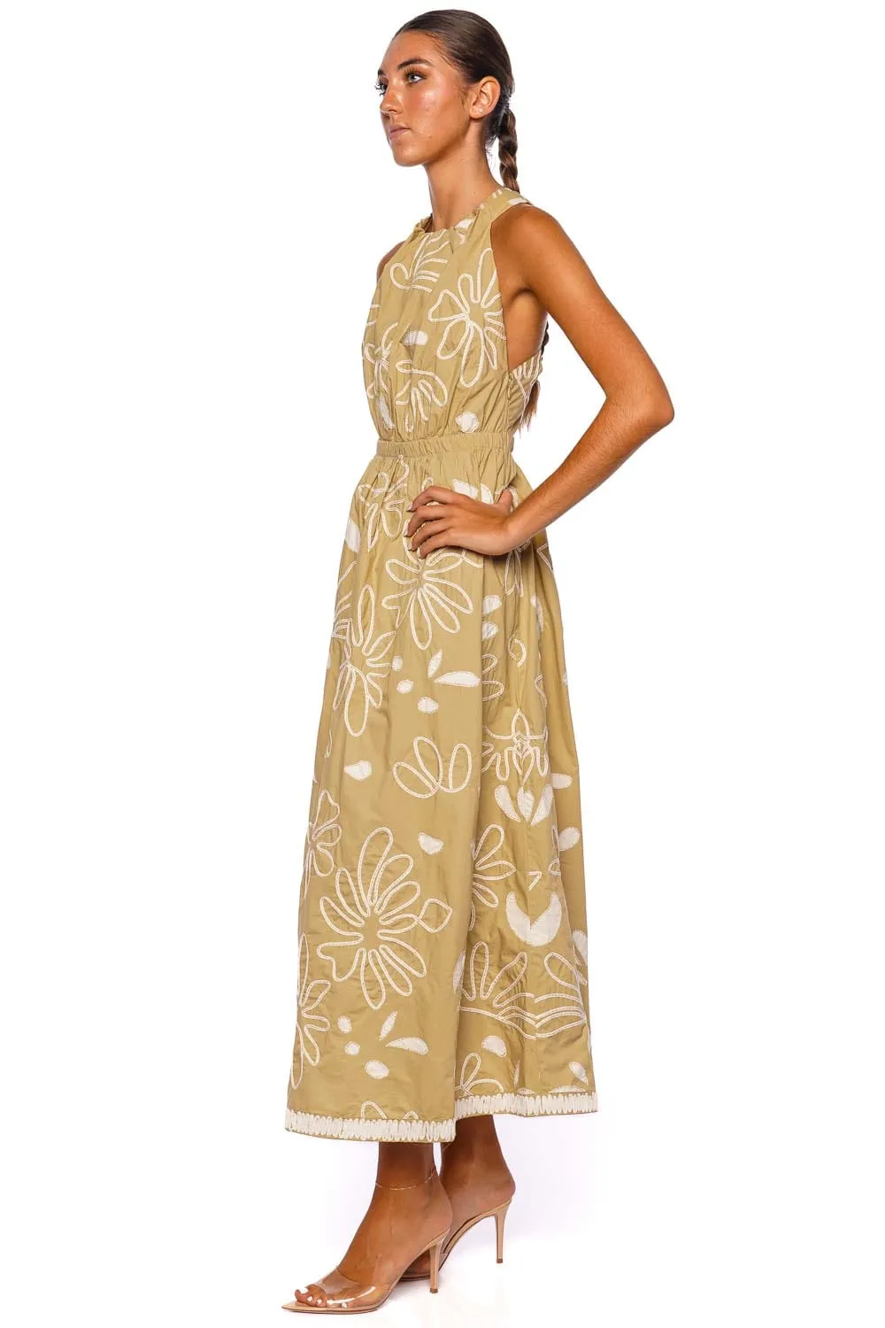 Viola Embroidered Cotton Midi Dress