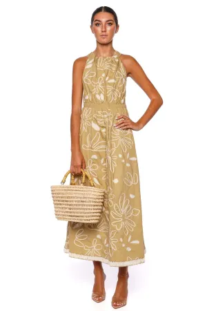 Viola Embroidered Cotton Midi Dress