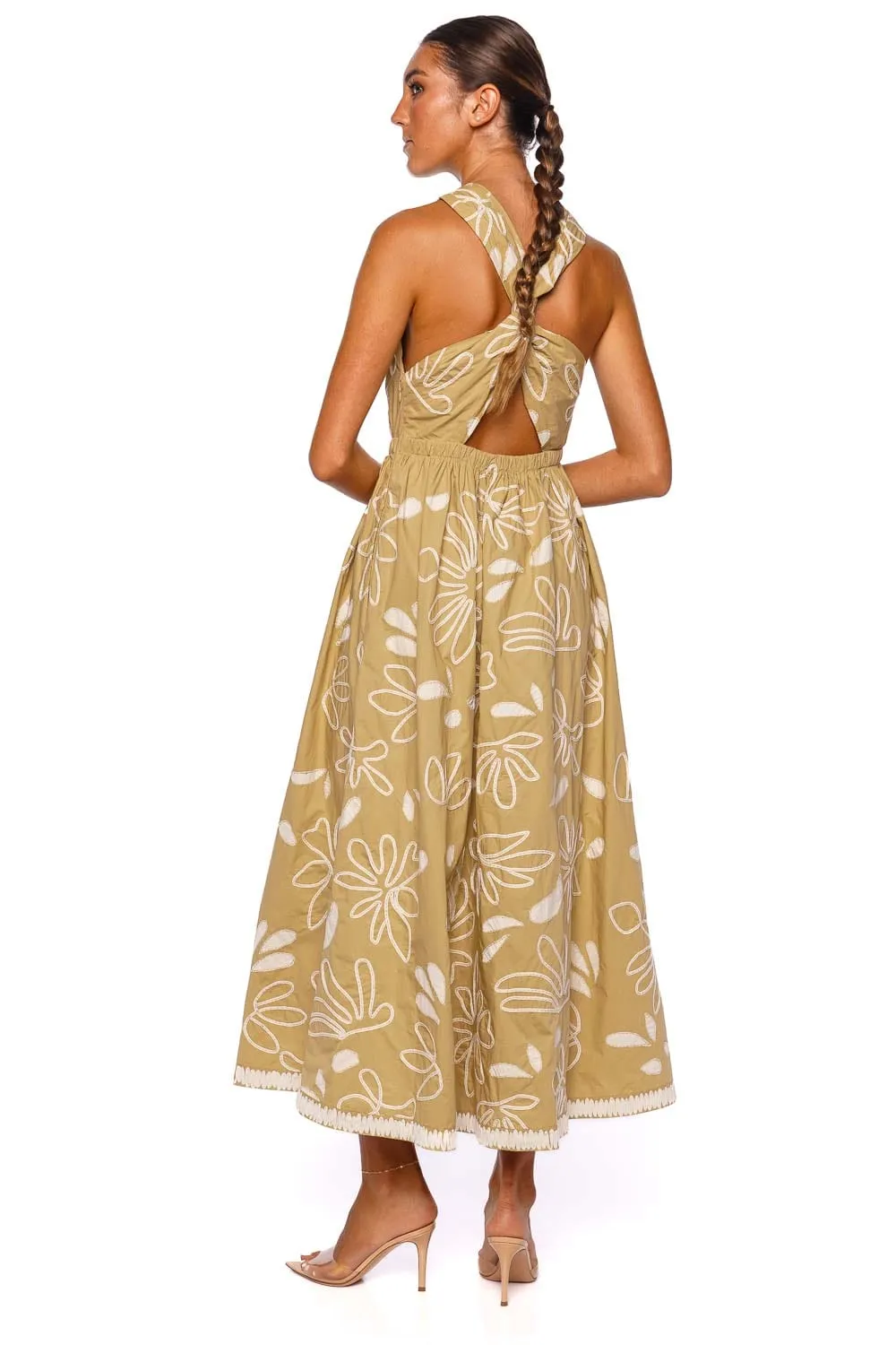 Viola Embroidered Cotton Midi Dress