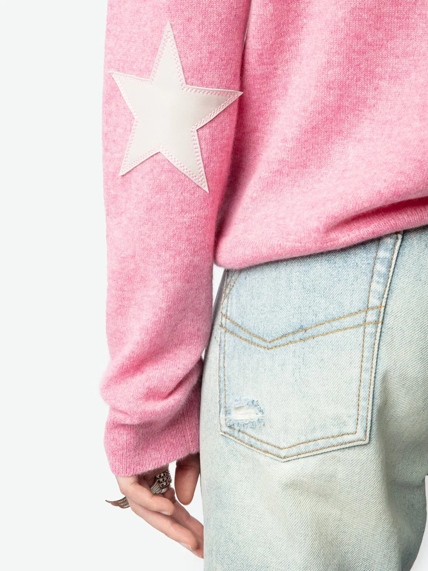 Vivi Patch Cashmere Sweater in Phlox