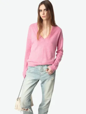 Vivi Patch Cashmere Sweater in Phlox