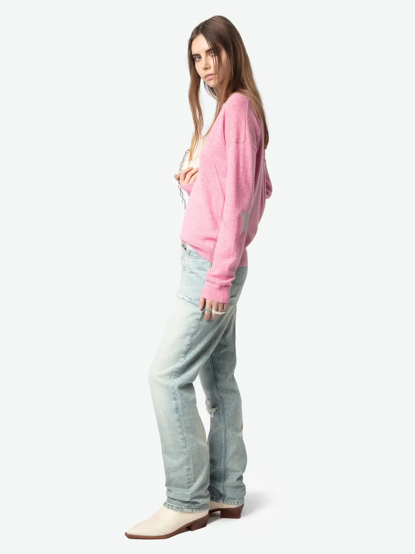 Vivi Patch Cashmere Sweater in Phlox