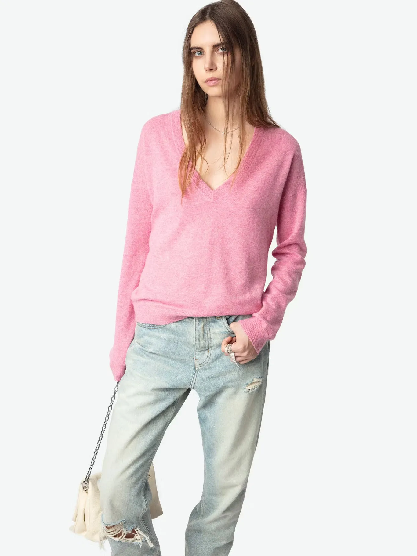 Vivi Patch Cashmere Sweater in Phlox