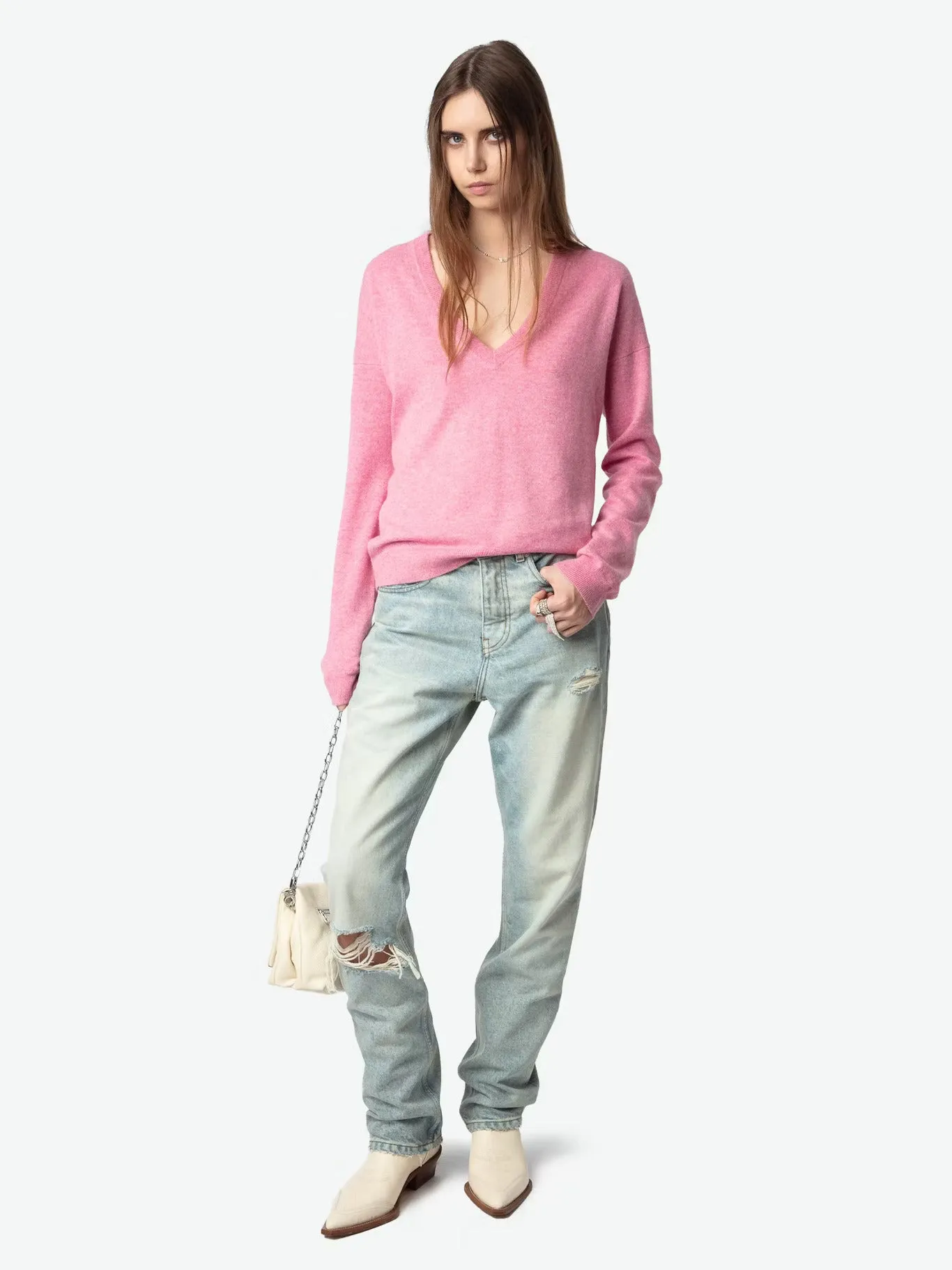 Vivi Patch Cashmere Sweater in Phlox
