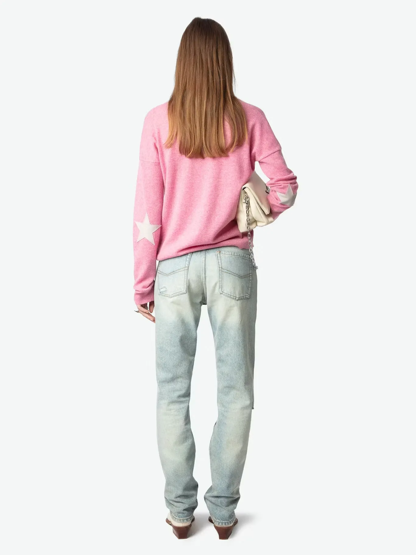 Vivi Patch Cashmere Sweater in Phlox