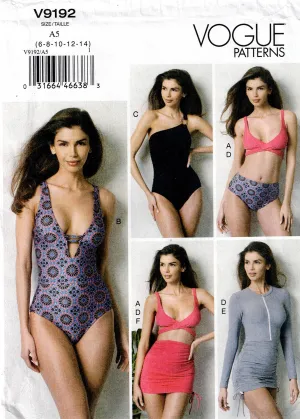 Vogue V9192 Womens Swimsuits Bikini & Cover Up Sewing Pattern Size 6 - 14 or 14 - 22 UNCUT Factory Folded