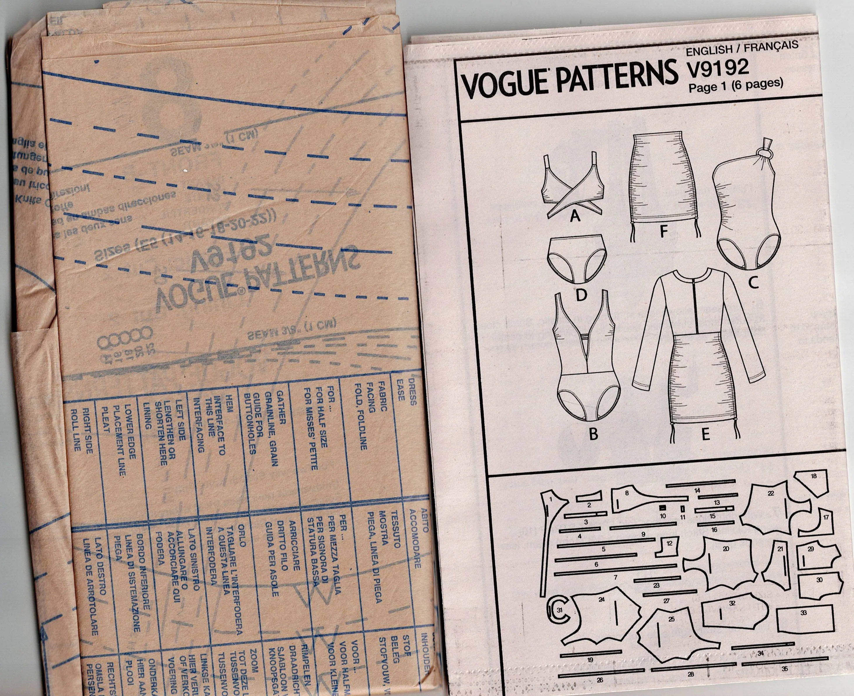 Vogue V9192 Womens Swimsuits Bikini & Cover Up Sewing Pattern Size 6 - 14 or 14 - 22 UNCUT Factory Folded