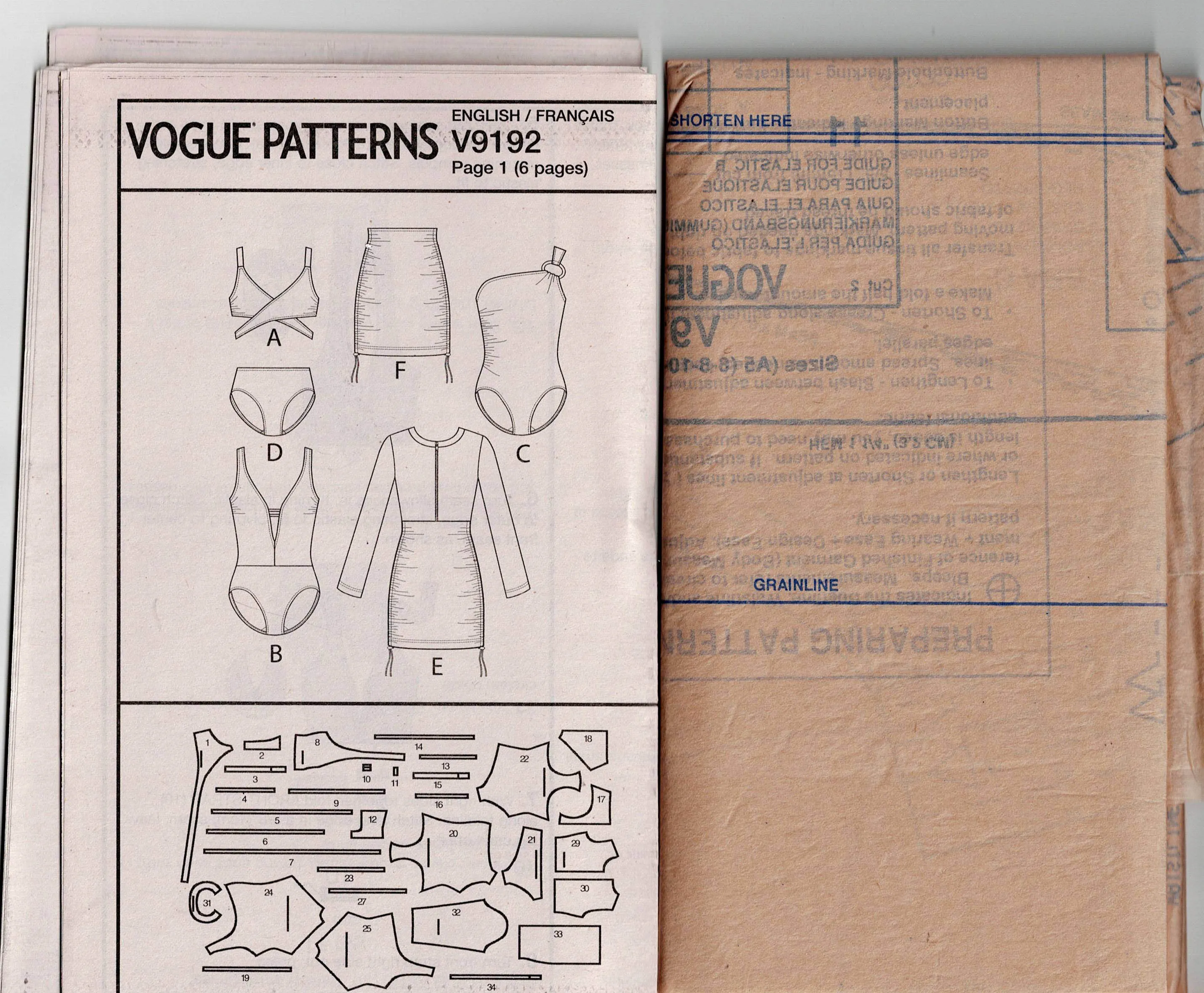 Vogue V9192 Womens Swimsuits Bikini & Cover Up Sewing Pattern Size 6 - 14 or 14 - 22 UNCUT Factory Folded