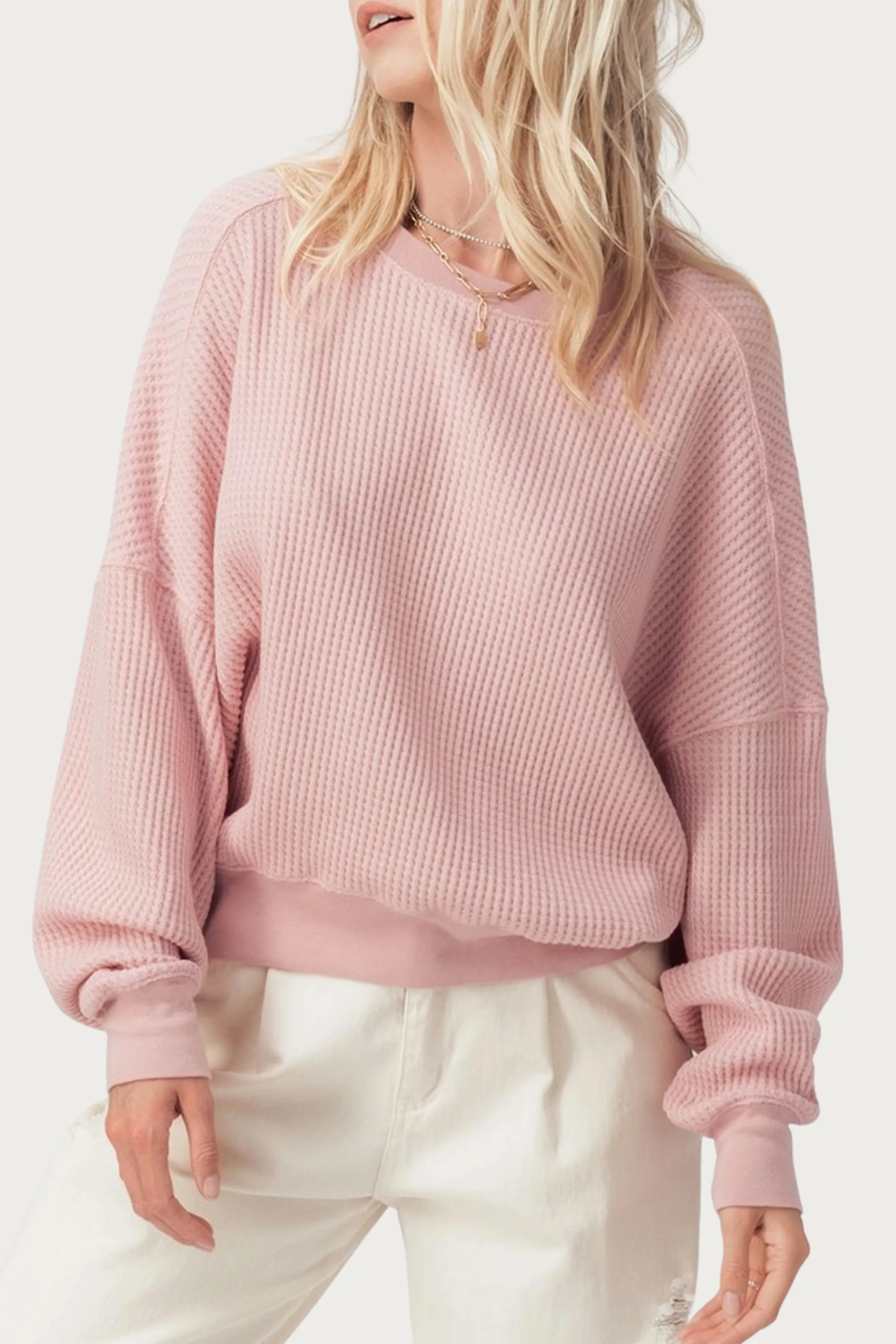 WAFFLE-KNIT STRETCH COTTON-JERSEY THERMAL TOP