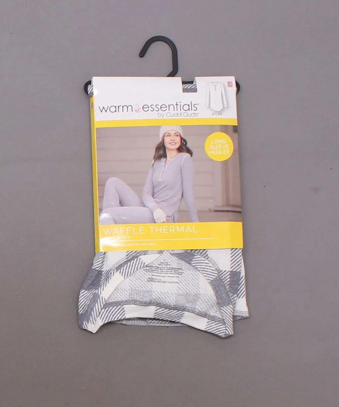 Warm Essentials by Cuddl Duds Women's Waffle Long Sleeve Henley Thermal Top