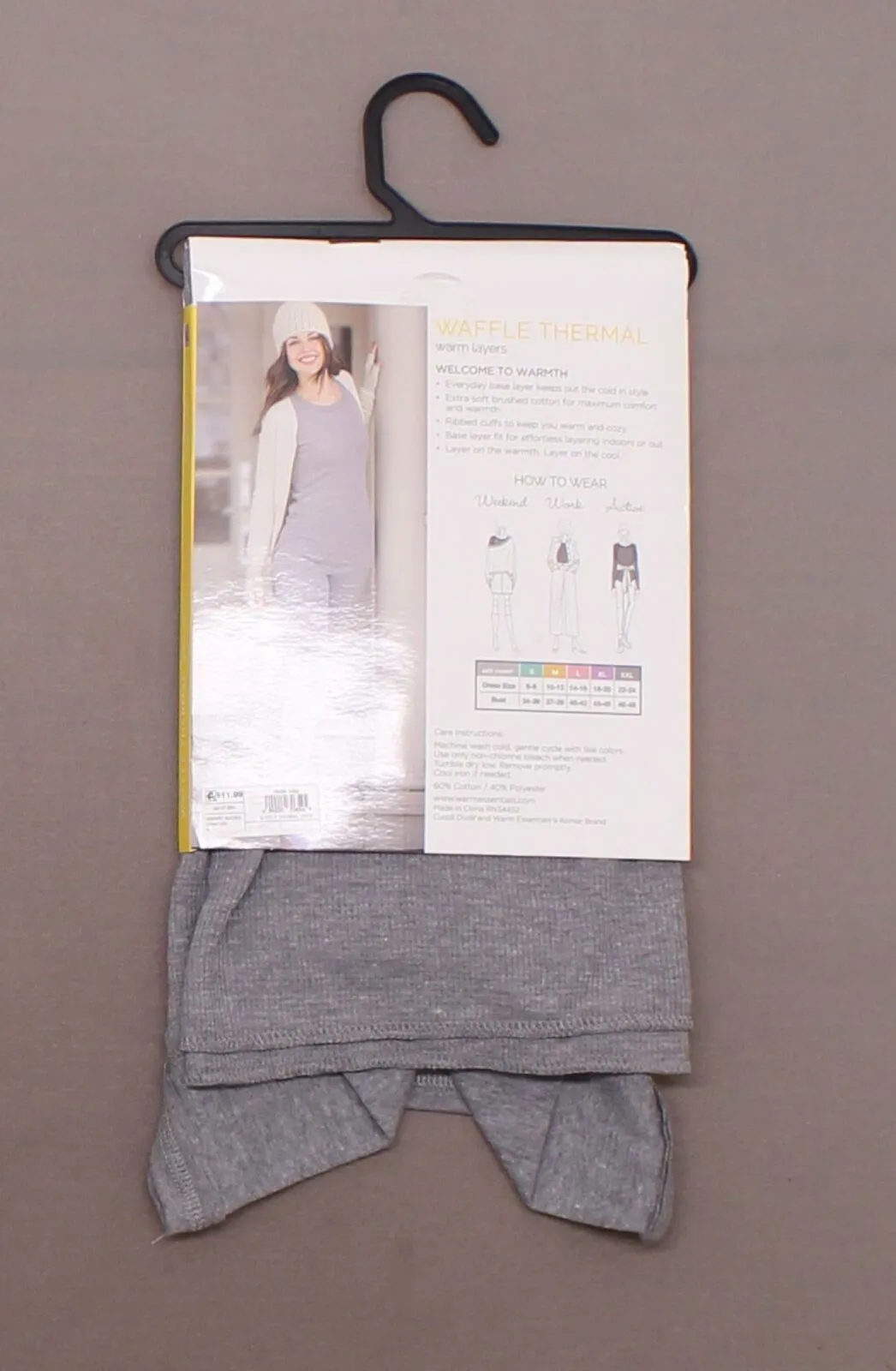 Warm Essentials by Cuddl Duds Women's Waffle Long Sleeve Scoop Thermal Top