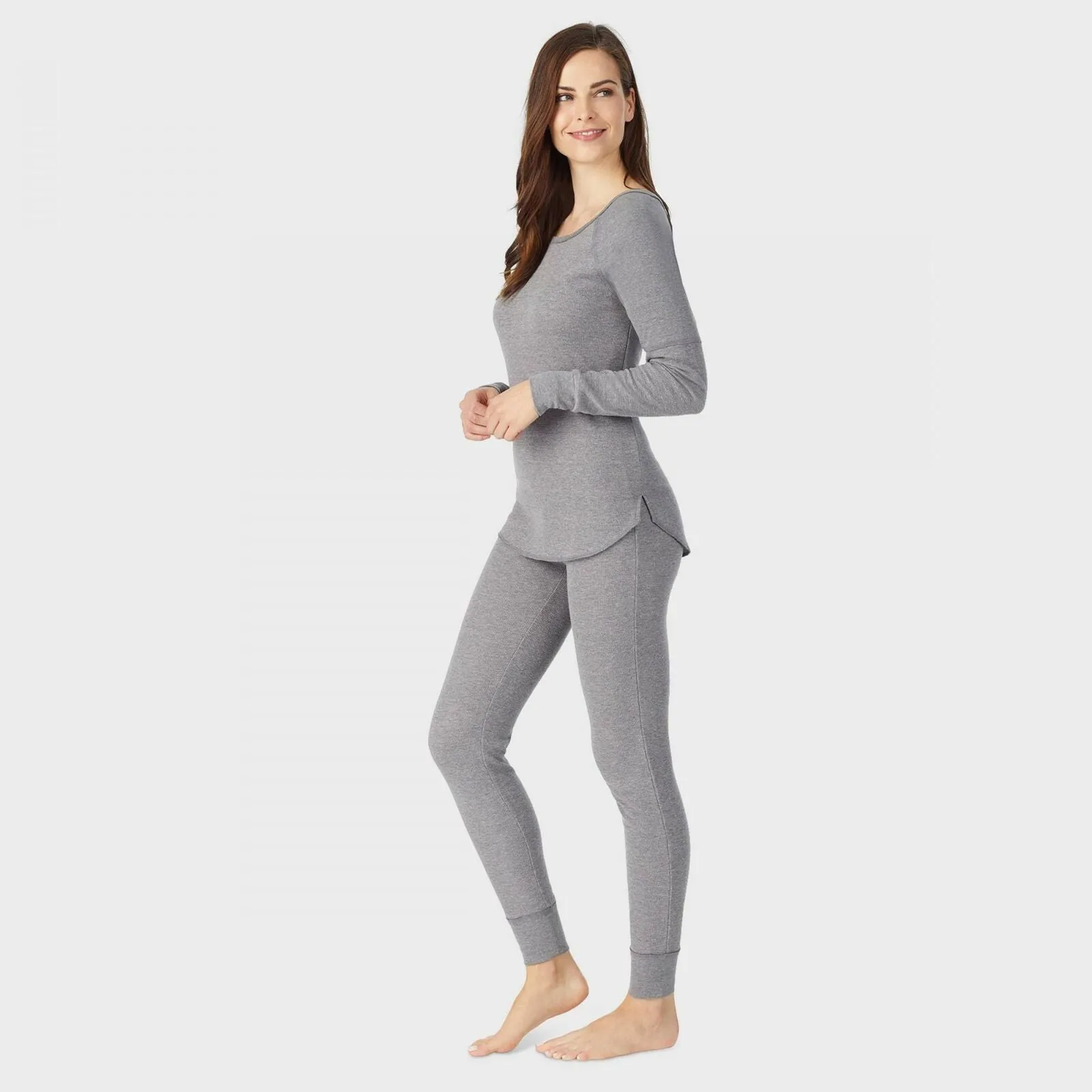 Warm Essentials by Cuddl Duds Women's Waffle Long Sleeve Scoop Thermal Top