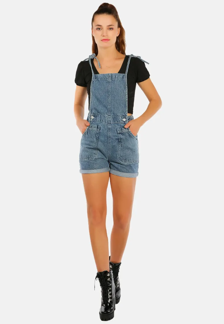 Washed Denim Tie Up Playsuit
