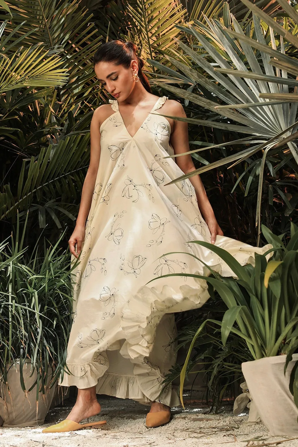 Water Lily White Strappy Maxi Dress
