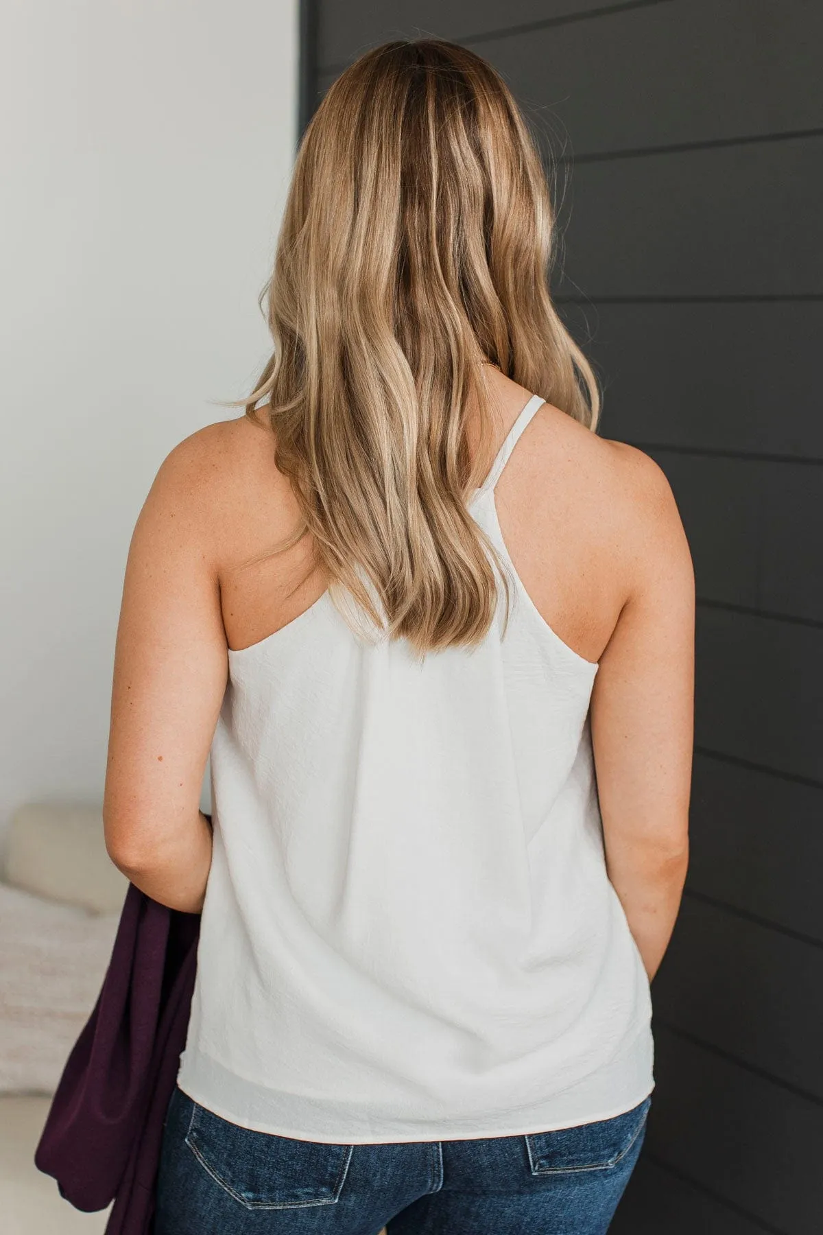 Welcoming Thoughts Racerback Tank Top- Off-White