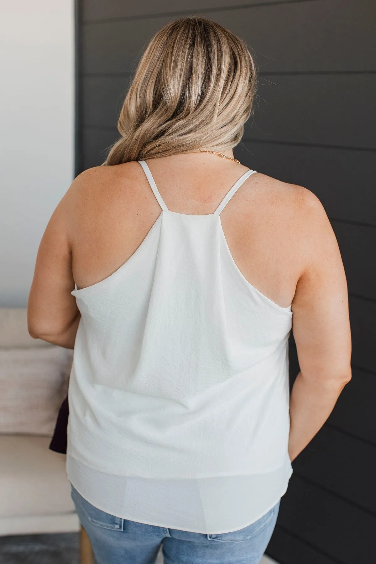 Welcoming Thoughts Racerback Tank Top- Off-White