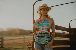 Western Aztec Printed Tank Top