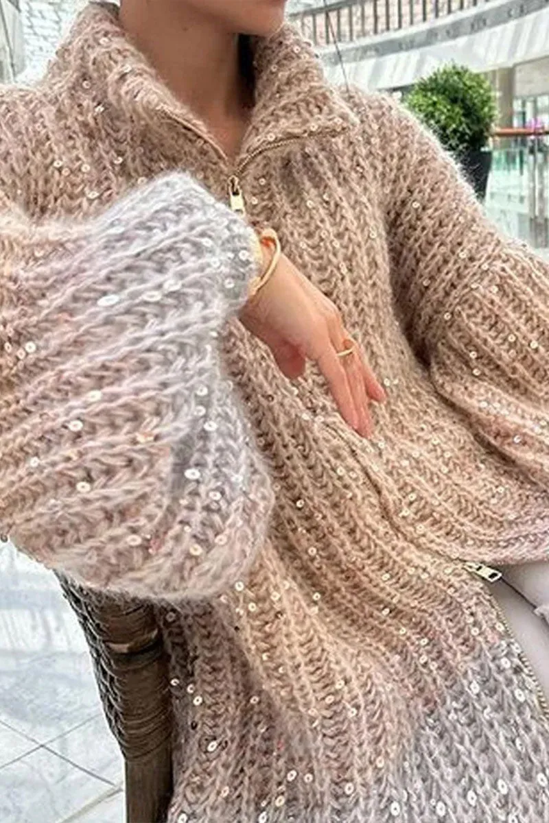 WH0135 Sequins Knitted Jacket