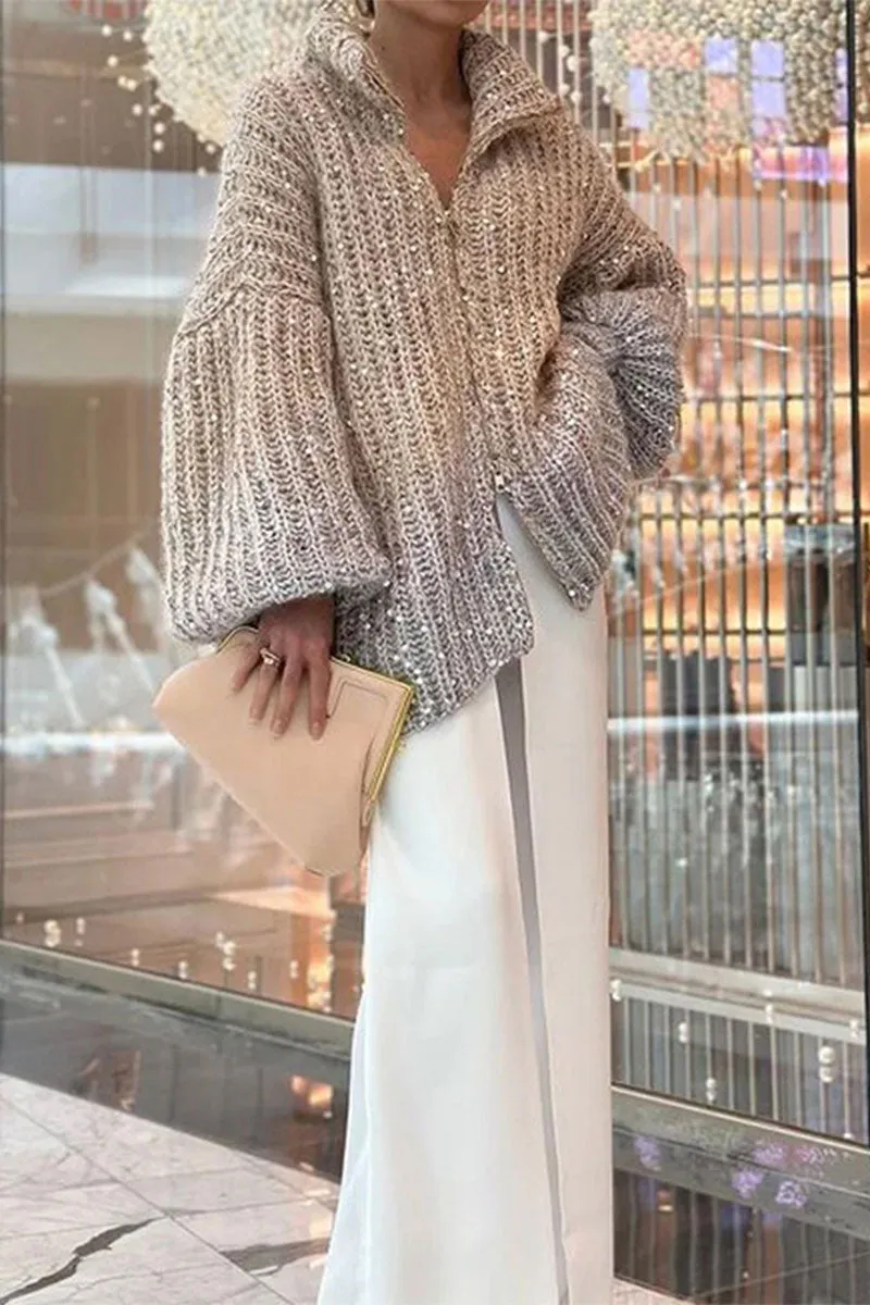 WH0135 Sequins Knitted Jacket