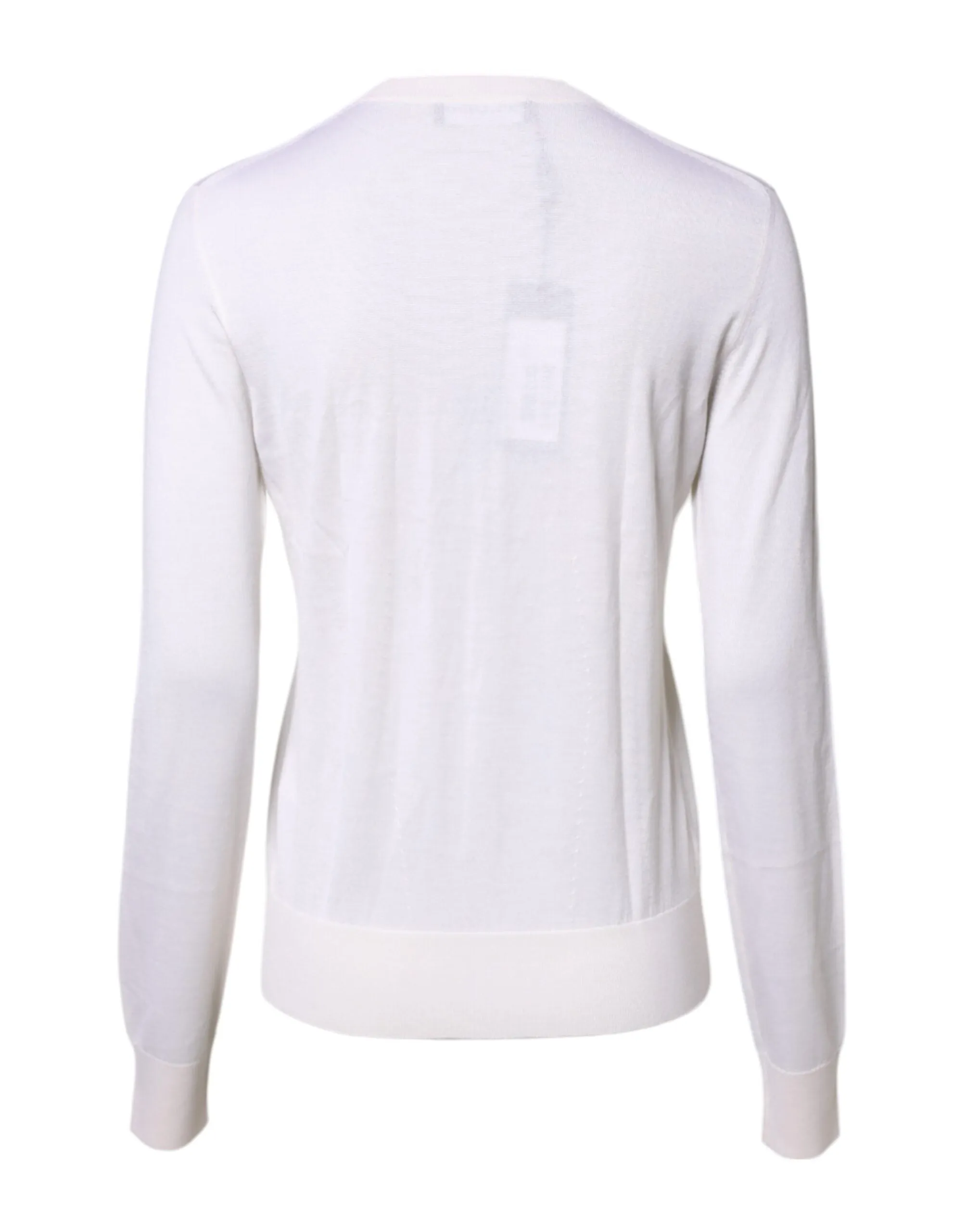 White Cashmere Crew Neck Top Cardigan Sweater