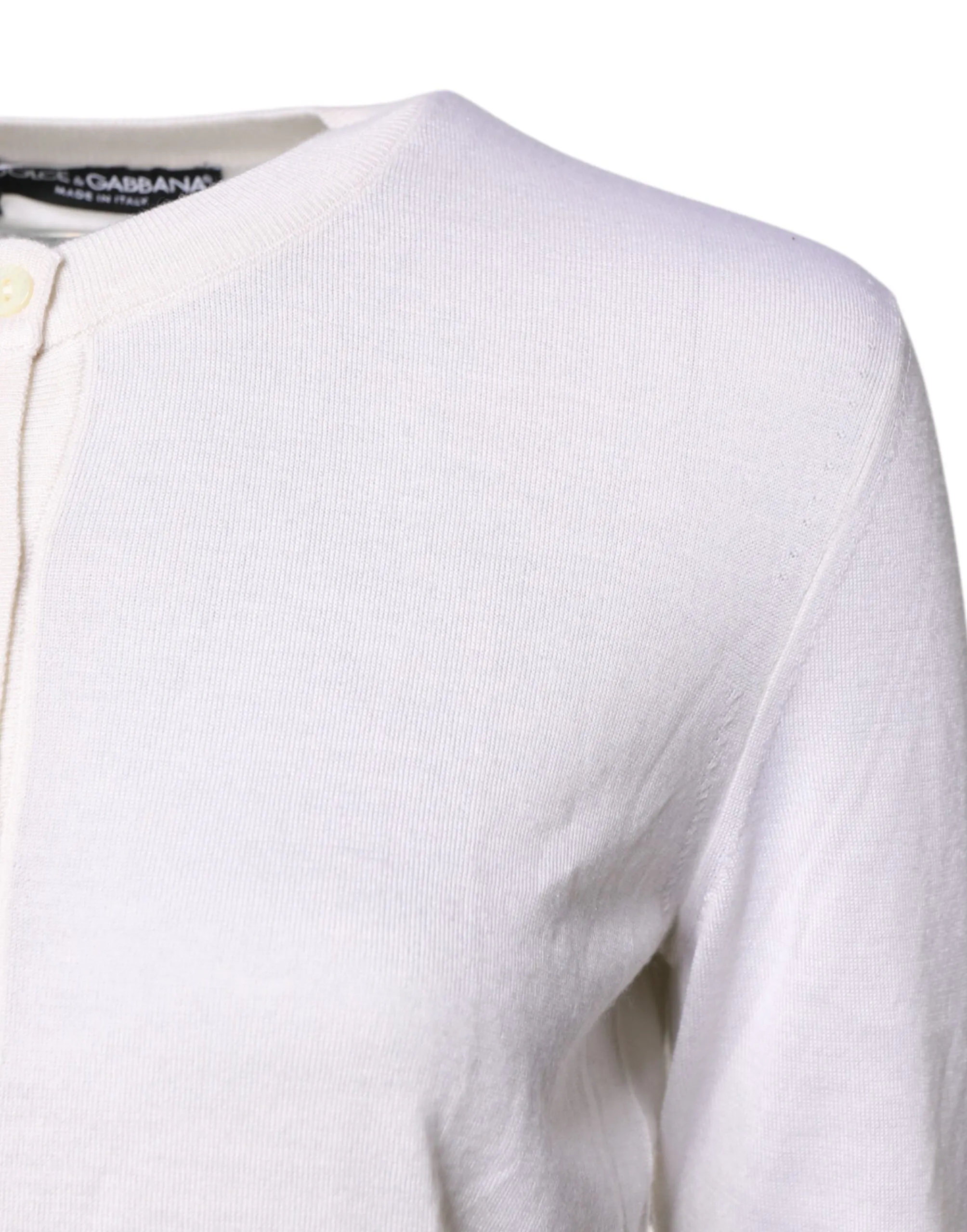 White Cashmere Crew Neck Top Cardigan Sweater
