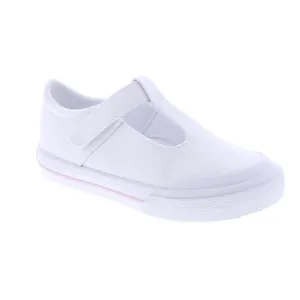 White Drew Canvas T-Strap Sneakers
