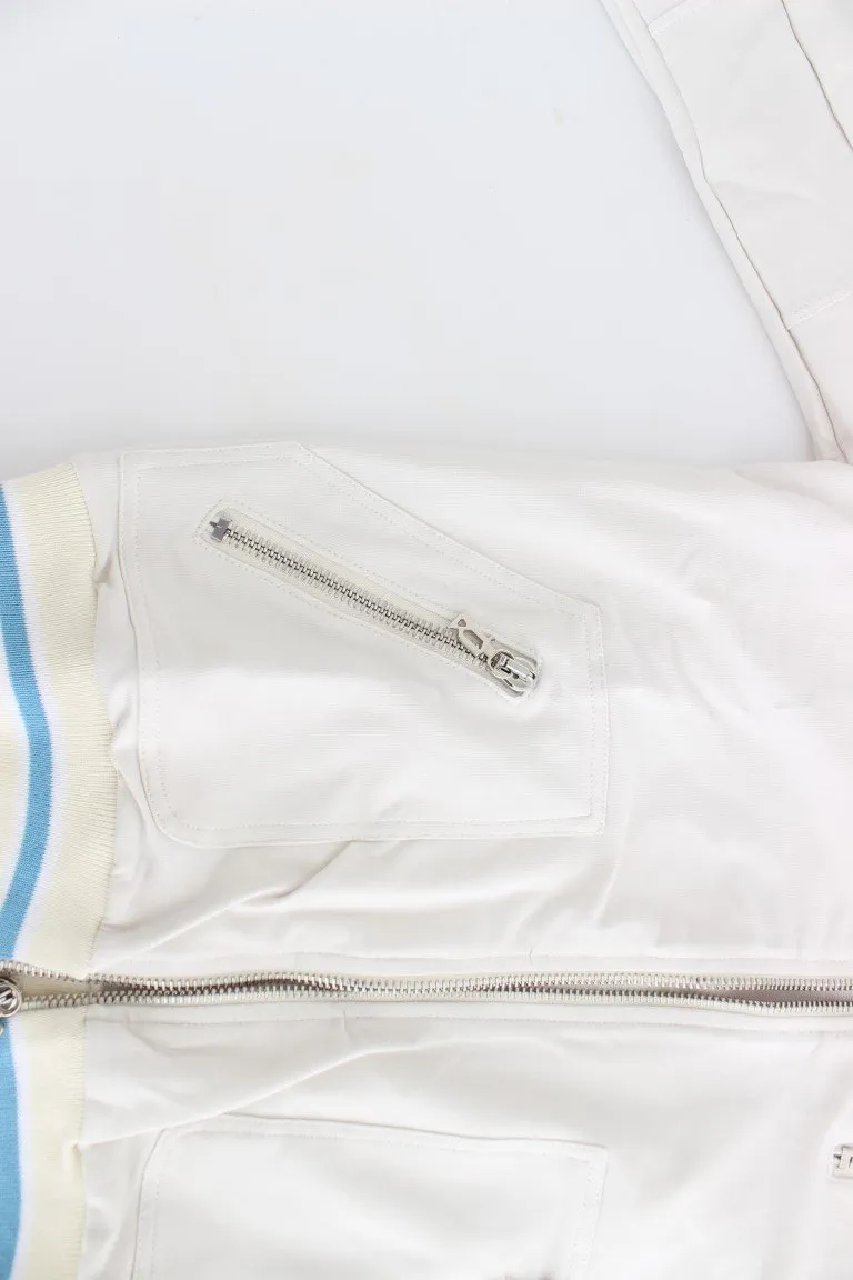 White Mock Zip Cardigan Sweatshirt Sweater