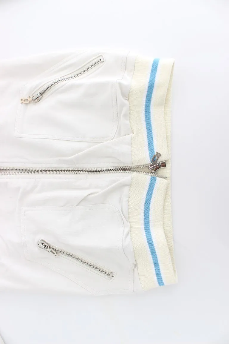 White Mock Zip Cardigan Sweatshirt Sweater