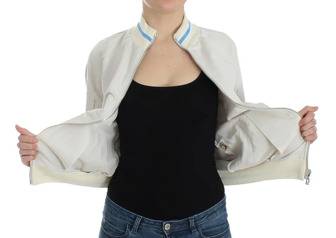White Mock Zip Cardigan Sweatshirt Sweater