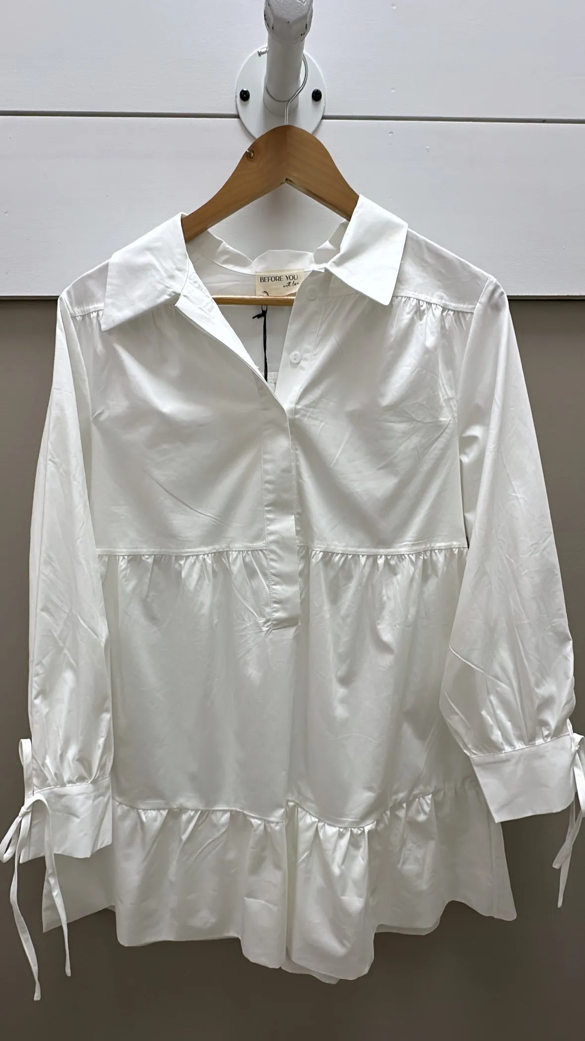 White Poplin Collared Dress