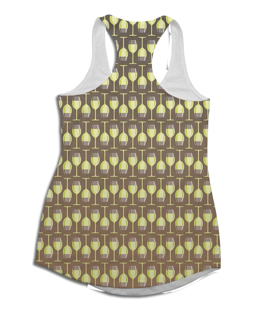 White Wine Glass Racerback Tank Top