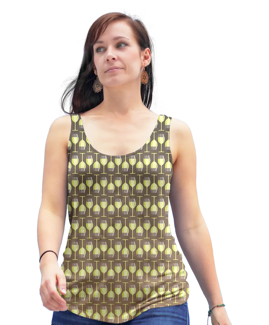 White Wine Glass Racerback Tank Top