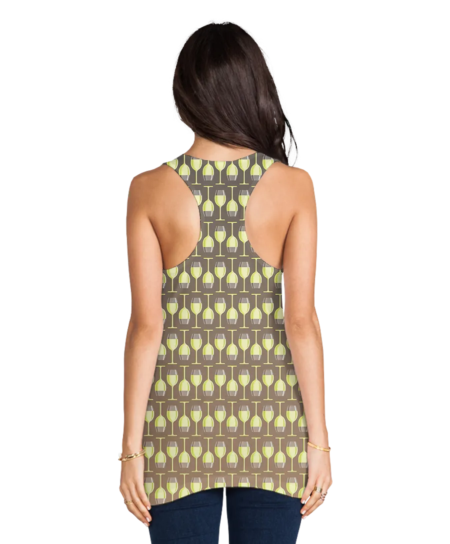 White Wine Glass Racerback Tank Top