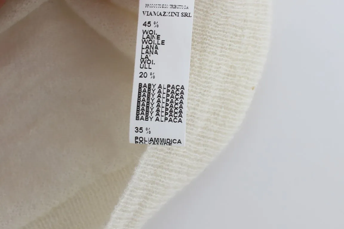 White Wool Blend Sweater Cardigan