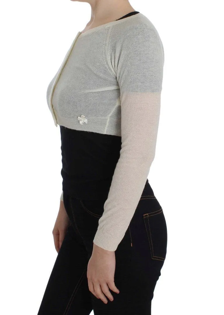 White Wool Blend Sweater Cardigan