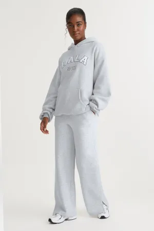 WIDE LEG CLUB LOGO JOGGER - GREY MARL
